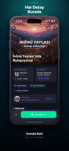UniNet etkinlik detayı ve katılım ekranı